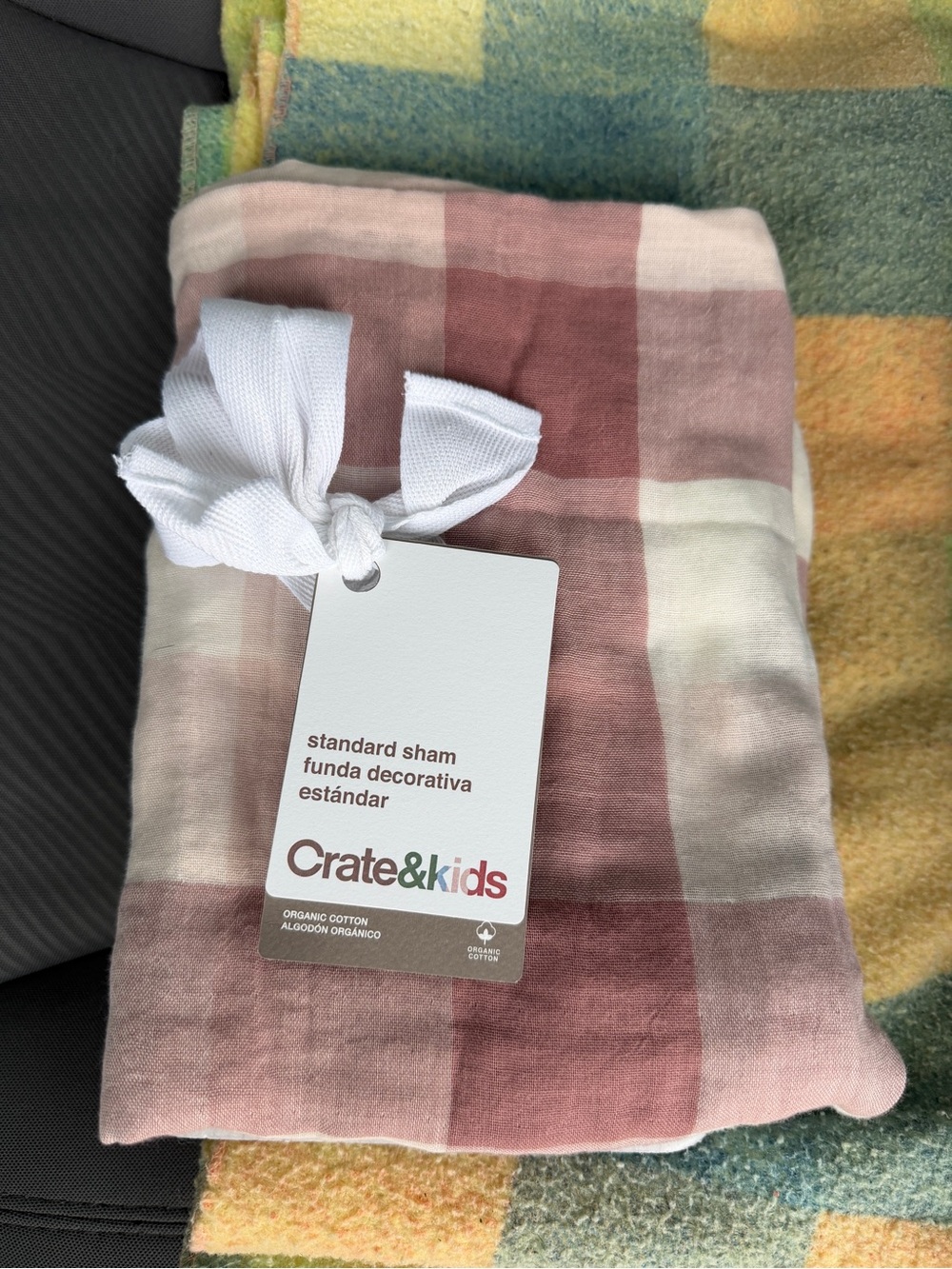 Crate&kids Pink Gingham Standard Sham